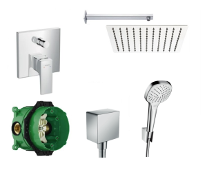 Zestaw natryskowy podtynkowy, bateria Hansgrohe Metropol + deszczownica Estiva 30cm - 10845