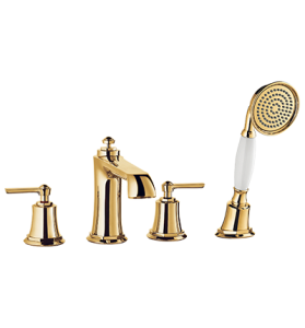 Bateria wannowa, 4-otworowa, prysznic 1-funkcyjny, złoto Omnires Armance AM5232GL