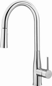 Bateria zlewozmywakowa stojąca z wylewką U z wyciąganą słuchawką chrom Deante Lukrecja BDH 072M