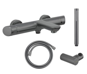 Bateria wannowa z zestawem natryskowym grafit Deante Arnika Titanium BQA D10M + NOR D51S + ANR D21U + NDA D51W - 11916