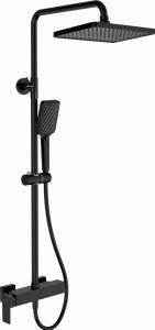 Zestaw prysznicowy natynkowy z baterią i deszczownicą 28x19 cm Deante Anemon czarny mat  NAC N1BZ