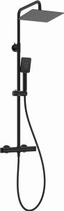 Zestaw prysznicowy natynkowy z baterią termostatyczną i deszczownicą 25 cm czarny mat Deante NAC N4HT