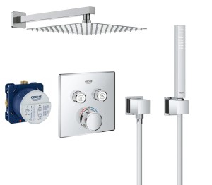 Zestaw natryskowy podtynkowy, bateria termostatyczna Grohe Grohtherm SmartControl + deszczownica Estiva 30 cm 10172