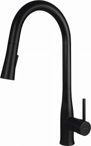 Bateria zlewozmywakowa stojąca z wylewką U z wyciąganą wylewką czarny mat Deante Lukrecja BDH N72M