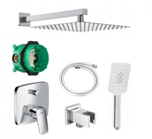 Zestaw prysznicowy podtynkowy z HANSGROHE Logis 71405000, słuchawka 3-funkcyjna Deante, deszczownica 30 cm - 12323