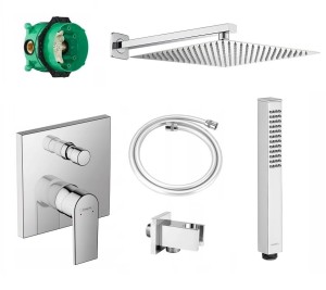 Zestaw prysznicowy podtynkowy z Hansgrohe Vernis Shape 71468000, słuchawka 1-funkcyjna Omnires, deszczownica 20 cm - 12333