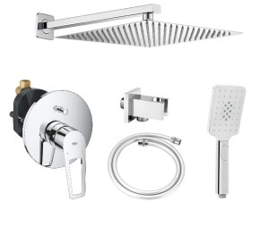 Zestaw prysznicowy podtynkowy, bateria Grohe BauLoop 29081001, słuchawka 3-funkcyna Deante, deszczownica Estiva 30 cm - 12387