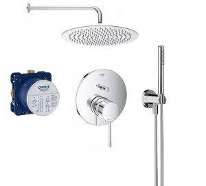 Zestaw natryskowy podtynkowy, bateria GROHE Essence 24058001 , słuchawka Omnires 1 strumień, deszczownica Estiva 20 cm - 11043