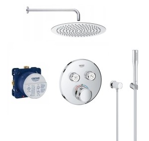 Zestaw prysznicowy podtynkowy termostatyczny Grohtherm SmartControl 29119000, słuchawka Grohe Euphoria , deszczownica Estiva 25 cm - 12411