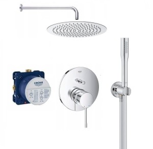 Zestaw prysznicowy podtynkowy GROHE Essence 24058001, słuchawka Grohe Euphoria, deszczownica Estiva 20 cm - 12423