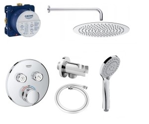 Zestaw prysznicowy podtynkowy termostatyczny Grohtherm SmartControl 29119000, słuchawka Omnires 5 strumieni, deszczownica Estiva 20 cm - 12426