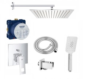 Zestaw prysznicowy podtynkowy Grohe Eurocube 24062000, słuchawka 3-funkcyna Deante, deszczownica 25 cm - 12436