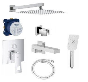 Zestaw wannowy podtynkowy Grohe Eurocube 24094000, składana wylewka Deante NAC 084K, deszczownica Estiva 20 cm - 12439