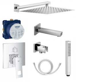 Zestaw wannowy podtynkowy, bateria Grohe Eurocube 24094000 / Omnires / deszczownica Estiva 25 cm- 12450