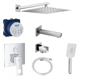 Zestaw wannowy podtynkowy Grohe Eurocube 24094000, słuchawka 3 funkcyjna Deante, wylewka Omnires, deszczownica Estiva 25 cm - 12451