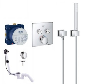 Zestaw wannowy podtynkowy termostatyczny Grohe Grohtherm SmartControl 29124000 z syfonem K;ludi ROTEXA MULTI - 12468