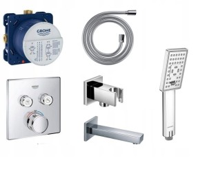 Zestaw wannowy podtynkowy termostatyczny, bateria Grohe Grohtherm SmartControl 29124000 z wylewką Omnires 18,5 cm - 12469