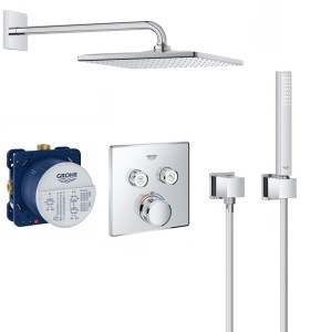Zestaw prysznicowy podtynkowy termostatyczny Grohe Grohtherm SmartControl  29124000 z deszczownicą  Grohe Rainshower 310 Mono Cube 31 cm - 12483