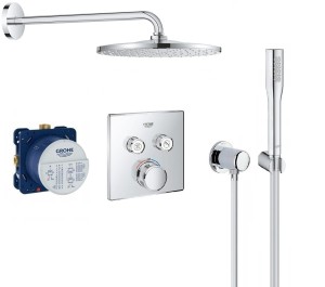 Zestaw prysznicowy podtynkowy termostatyczny Grohtherm SmartControl 29124000, Grohe Euphoria , deszczownica Rainshower Mono 31 cm - 12486