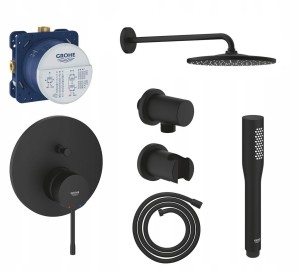 Zestaw prysznicowy podtynkowy, bateria GROHE ESSENCE 24167KF1, Grohe Euphoria Cosmopolitan,  deszczownica RAINSHOWER MONO 310 czarny phantom black - 12536
