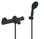 Bateria wannowa z termostatem Grohe Grohtherm 800 i zestawem prysznicowym czarny mat  1022032430 + 261642433