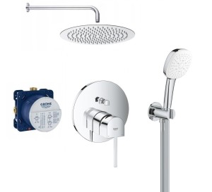 Zestaw prysznicowy podtynkowy bateria GROHE PLUS 24060003, słuchawka Grohe Tempesta Cube 110 3 strumienie, deszczownica 20 cm - 12559