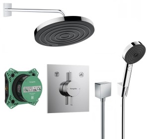 Zestaw prysznicowy podtynkowy z Hansgrohe DuoTurn E 75417000, Hansgrohe Pulsify Select 3 srumienie, deszczownica  Hansgrohe Pulsify S 26 cm - 12595