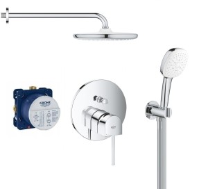 Zestaw prysznicowy podtynkowy bateria GROHE PLUS 24060003, słuchawka Grohe Tempesta Cube 110 3 strumienie, deszczownica Grohe Tempesta 25 cm - 12605