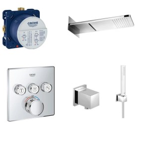 Zestaw natryskowy podtynkowy termostatyczny Grohe Grohtherm SmartControl 29126000, deszczownica 2 funkcje z kaskadą 49 x 21 cm Omnires - 10437