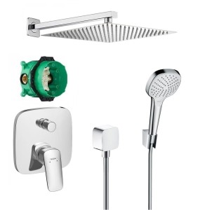 Zestaw prysznicowy podtynkowy z Hansgrohe Logis 71405000, słuchawka Hansgrohe Croma 3 strumienie, deszczownica Estiva 40cm - 12564