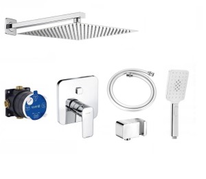 Zestaw natryskowy podtynkowy Kludi PURE&STYLE PUSH & SWITCH 406590575,  słuchawka Deante 3-funkcyjna, deszczownica 40 cm - 11812