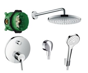 Zestaw natryskowy podtynkowy, bateria Hansgrohe Talis S 72405000, Hansgrohe Croma Select S Vario 26421400+ deszczownica 30cm - 12650