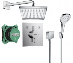 Zestaw prysznicowy podtynkowy Hansgrohe DuoTurn E 75417000, słuchawka Hansgrohe Croma Select 3 srumienie, deszczownica Hansgrohe Crometta 24 cm - 12655