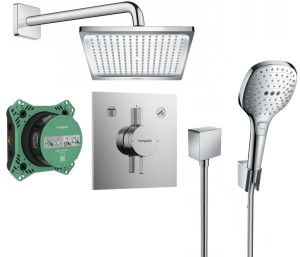Zestaw prysznicowy podtynkowy Hansgrohe DuoTurn E 75417000, słuchawka Hansgrohe Raindance Select 3 strumienie, deszczownica  Hansgrohe Crometta 24 cm - 12656