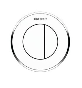 Przycisk spłukujący Geberit Typ 10, pneumatyczny, ręczny, podtynkowy, dwudzielny, biały/chrom błyszczący 116.056.KJ.1