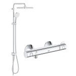 Zestaw prysznicowy natynkowy termostatyczny Grohe Grohtherm 800 z deszczownicą Tempesta System 250 Cube chrom 34558000 + 26694001