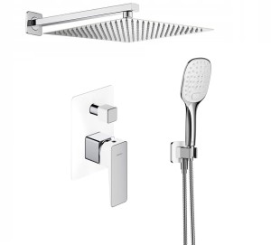 Zestaw natryskowy podtynkowy, bateria Omnires Parma biały/chrom deszczownica Estiva 30 cm - 10444