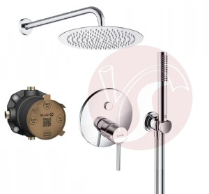 Zestaw prysznicowy podtynkowy, bateria KLUDI BOZZ SLIM PUSH & SWITCH 387590576, deszczownica 25 cm chrom - 12753