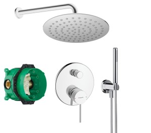 Zestaw prysznicowy podtynkowy z HANSGROHE ZESIS S 74415000, słuchawka Omnires 1 strumień, deszczownica Estiva 25 cm chrom 12787