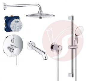 Zestaw wannowy podtynkowy, bateria GROHE Essence 24092001,  Grohe Euphoria, deszczownica Grohe 26 cm, wylewka Grohe Essence 22 cm - 12876
