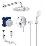 Zestaw wannowy podtynkowy GROHE Essence 24092001,  Grohe Tempesta 3 strumienie, deszczownica 25 cm, syfon Kludi - 12412