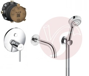 Zestaw wannowy podtynkowy KLUDI BOZZ SLIM PUSH & SWITCH 387590576, słuchawka Kludi 3 strumienie, wylewka Kludi 16 cm chrom - 12889