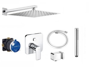 Zestaw natryskowy podtynkowy Kludi PURE&STYLE PUSH & SWITCH 406590575 + deszczownica Estiva 30 cm - 12891