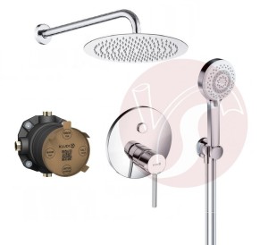 Zestaw prysznicowy podtynkowy, bateria KLUDI BOZZ PUSH & SWITCH 387590576, słuchawka Kludi 3 strumienie, deszczownica Estiva 25 cm chrom - 12892