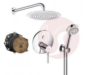 Zestaw prysznicowy podtynkowy, bateria KLUDI BOZZ SLIM PUSH & SWITCH 387590576, słuchawka Kludi 3 strumienie, deszczownica 25 cm chrom - 12894