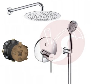 Zestaw prysznicowy podtynkowy KLUDI BOZZ SLIM PUSH & SWITCH 387590576, słuchawka Omnires 5 strumieni, deszczownica Estiva 25 cm chrom - 12896