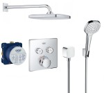 Zestaw prysznicowy podtynkowy termostatyczny Eco Grohe Grohtherm SmartControl 29124000,  zestaw Hansgrohe Croma 3 strumienie, deszczownica Grohe Tempesta 25 cm - 12898