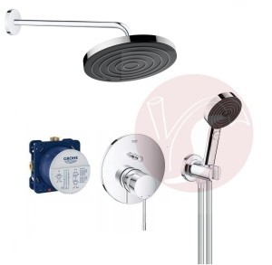 Zestaw prysznicowy podtynkowy z baterią GROHE Essence 24058001, słuchawka Hansgrohe 3 strumienie, deszczownica Pulsify 26 cm - 12592