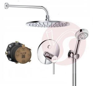 Zestaw prysznicowy podtynkowy KLUDI BOZZ SLIM PUSH & SWITCH 387590576, słuchawka Kludi 3 strumienie, deszczownica Kludi 30 cm chrom - 12909