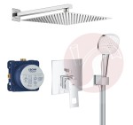 Zestaw prysznicowy podtynkowy, bateria Grohe Eurocube 24062000, słuchawka Grohe 3 strumienie, deszczownica Estiva 30 cm - 12711